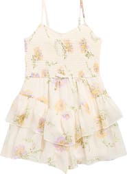 Zunie Kids' Floral Smocked Bodice Romper