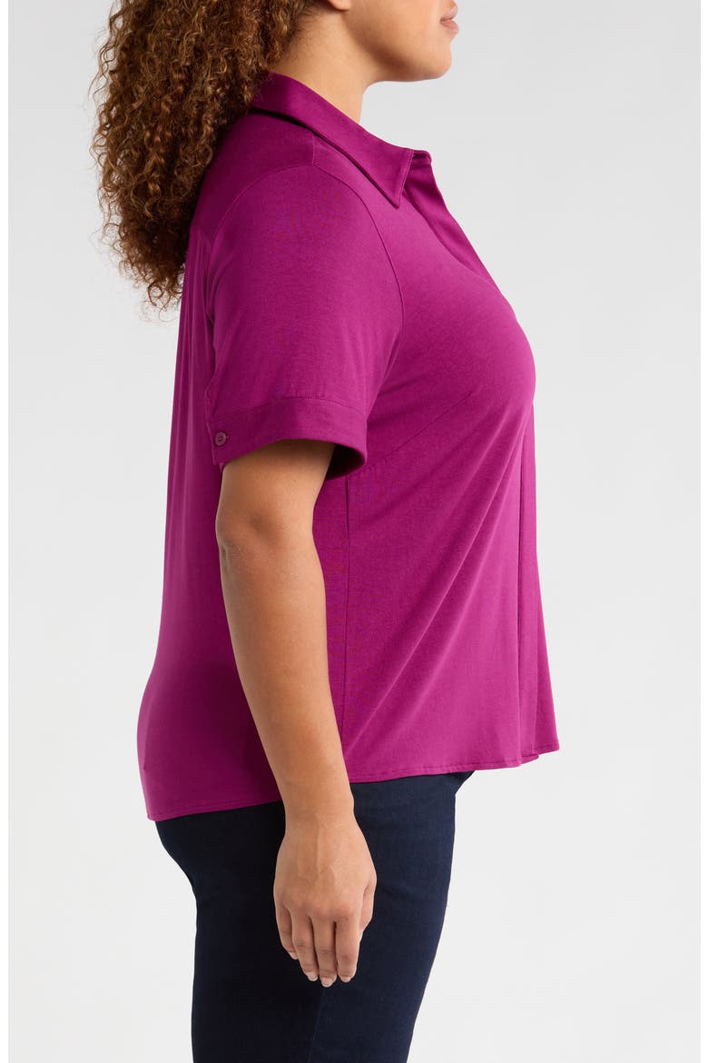Chelsea Short Sleeve Jersey Button-Up Shirt, Alternate, color, ROTHKO PURPLE