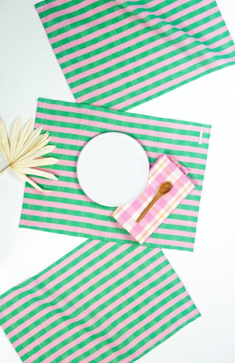 Handwoven Colorful Striped Cotton Placemats, Set of 4