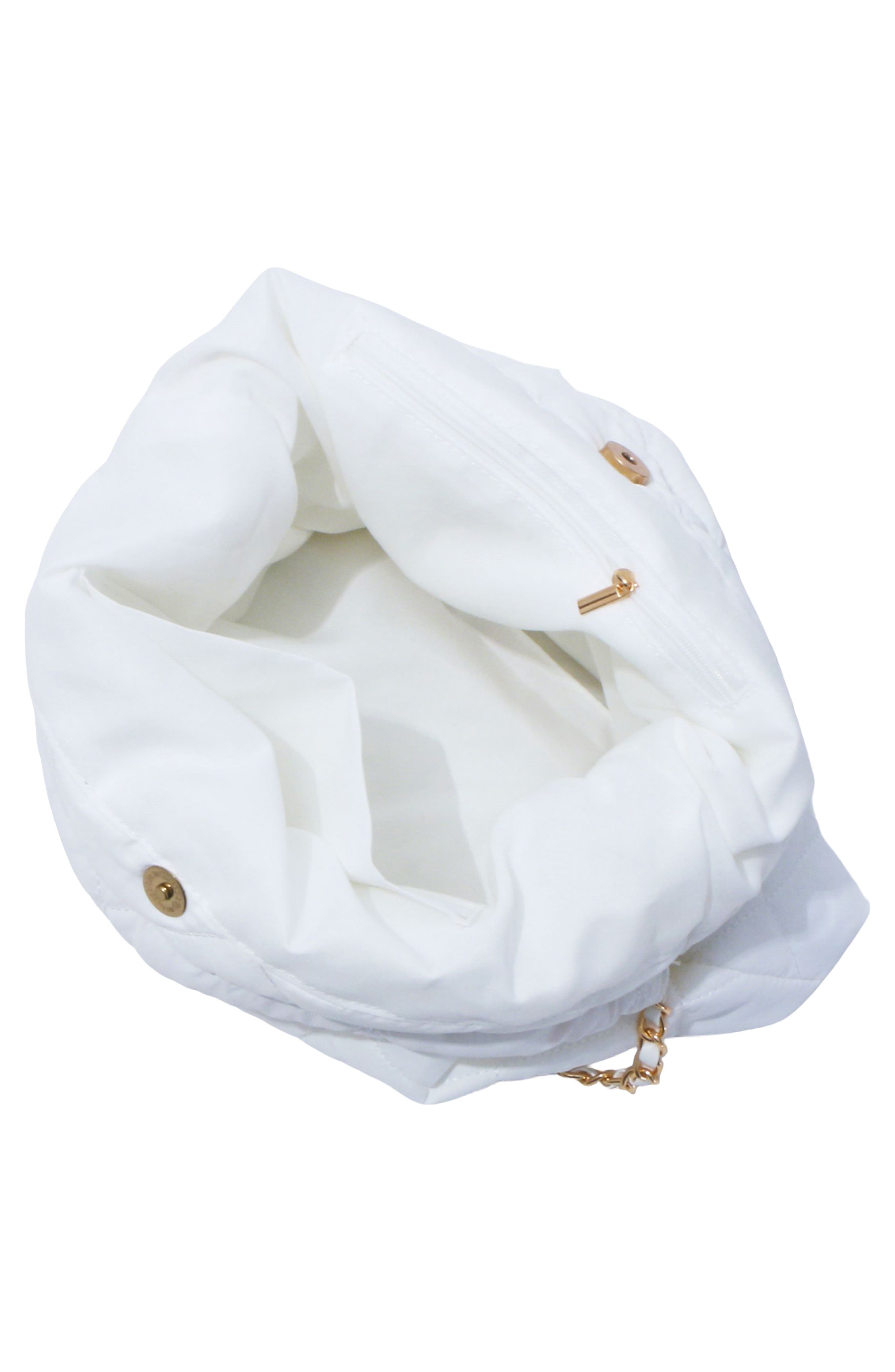 Quilted Chain Strap Shoulder Bag, Alternate, color, WHITE