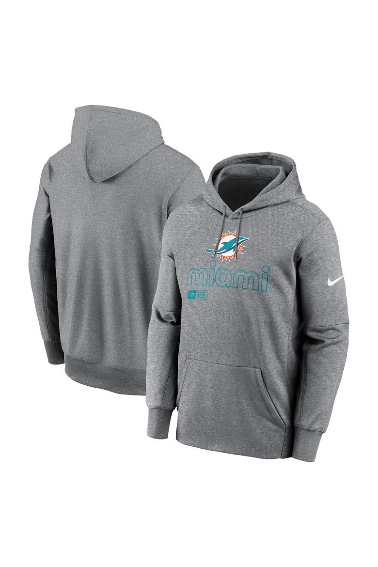 Men's Nike Heather Gray Miami Dolphins Performance Pullover Hoodie, Main, color, Heather Gray