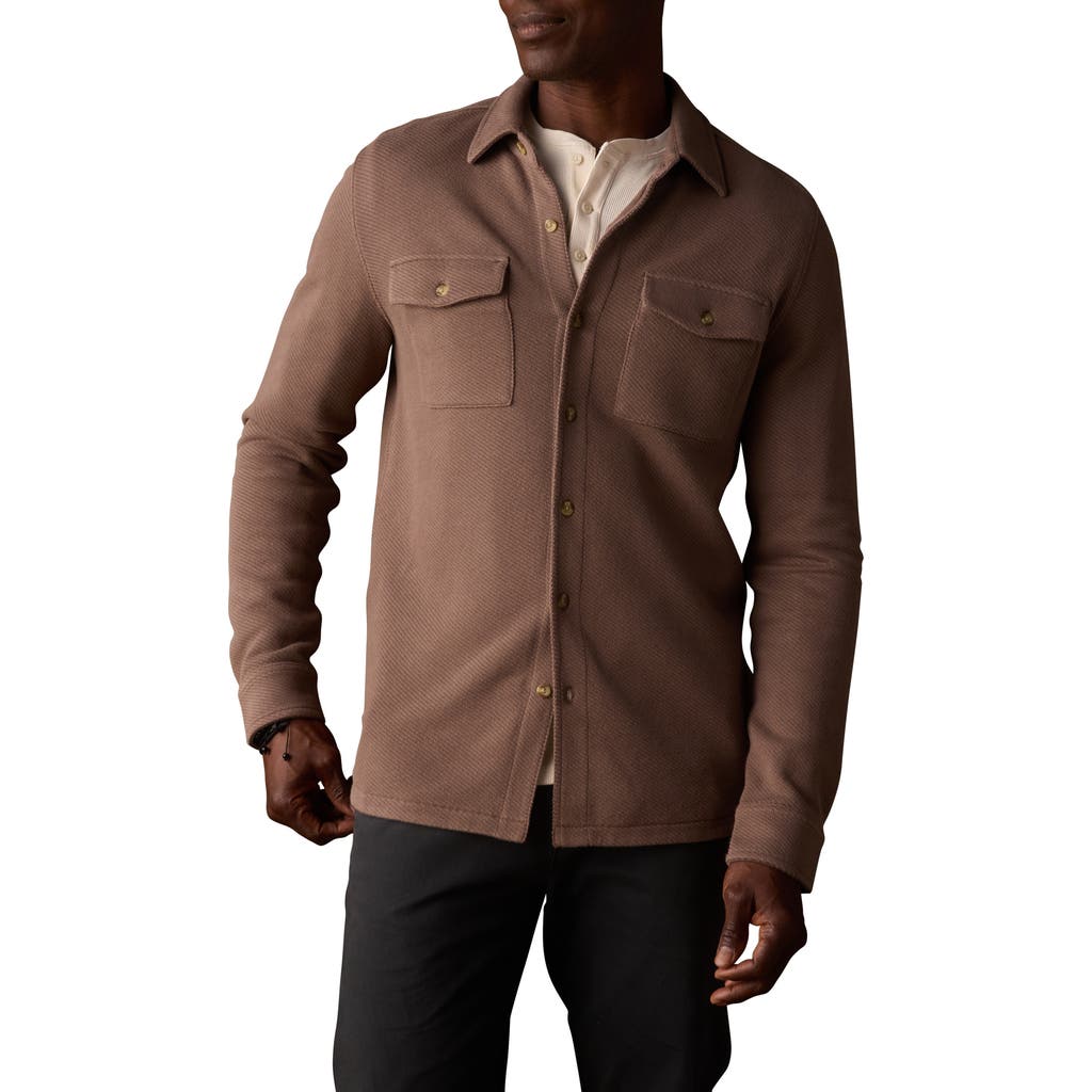 The Normal Brand Looped Terry Button-up Shirt In Brown