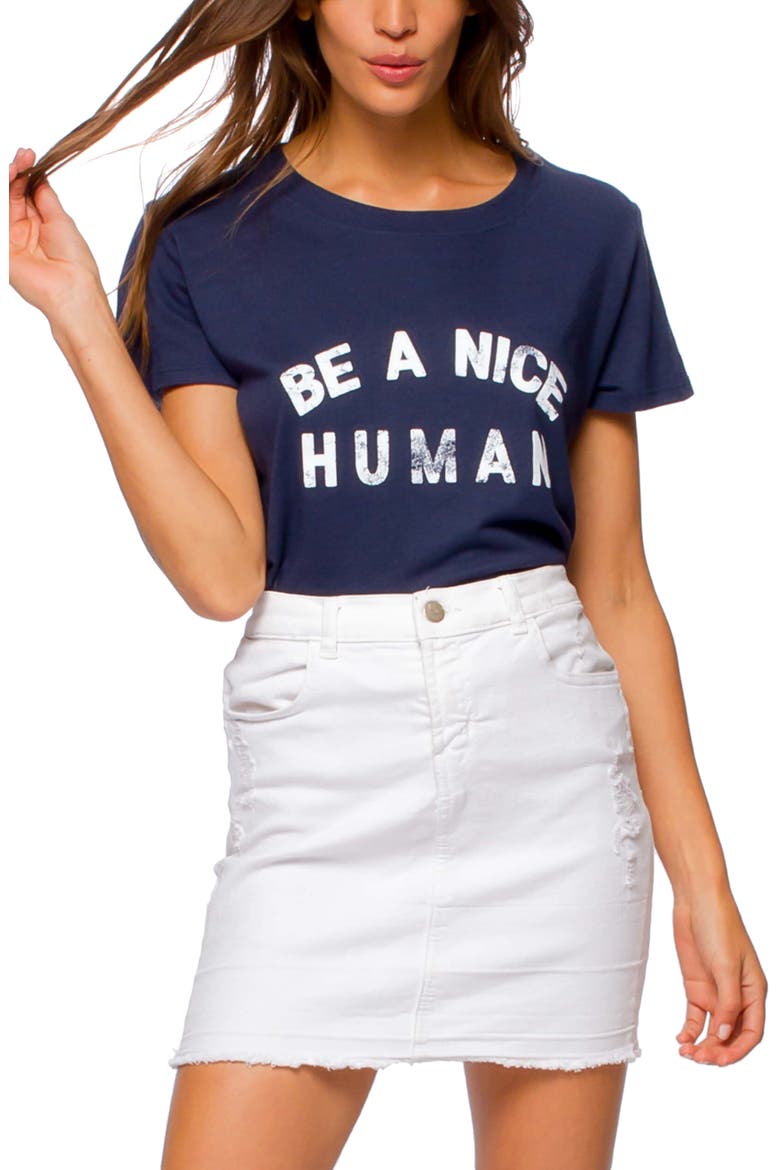 Be a Nice Human Graphic Tee, Main, color, NAVY