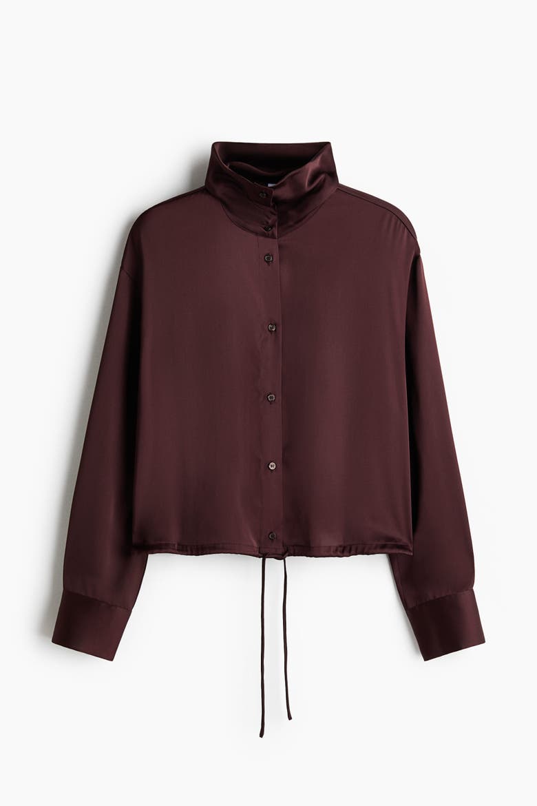Satin Shirt, Alternate, color, Rust brown