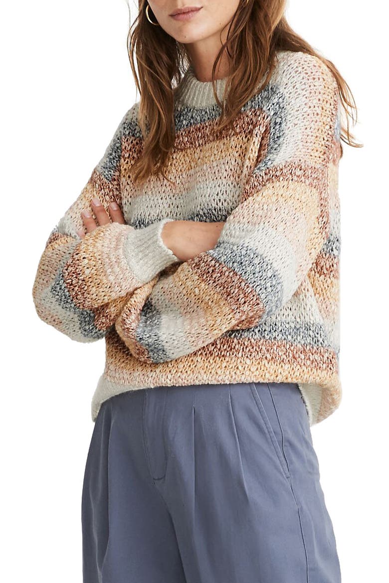 Baez Pullover Sweater in Stripe, Main, color, MARLED FOG