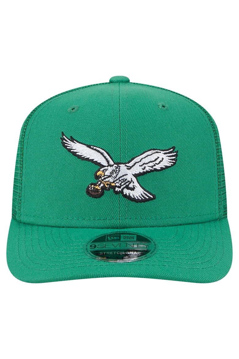 Men's New Era Kelly Green Philadelphia Eagles Main Trucker 9SEVENTY Stretch-Snap Hat, Alternate, color, Kelly Green