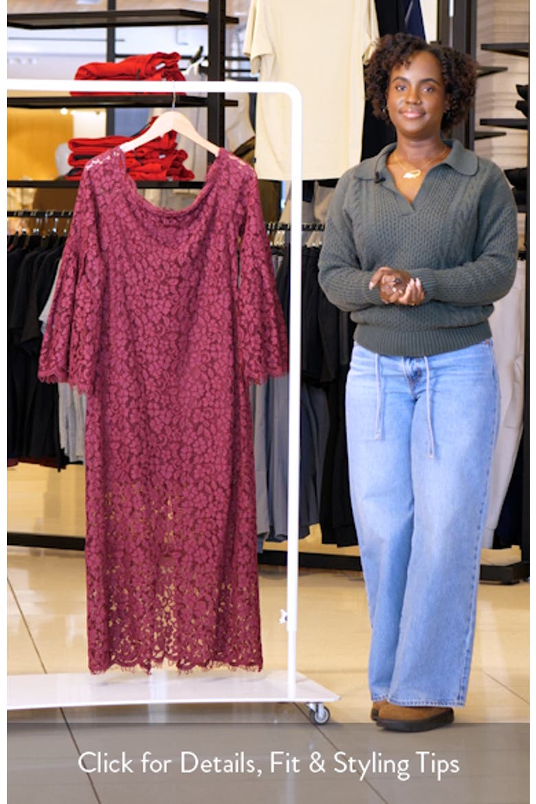 Off the Shoulder Long Sleeve Lace Maxi Dress video