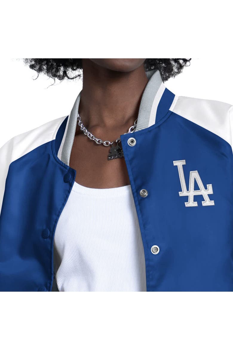 Women's Starter White/Royal Los Angeles Dodgers Blitz Varsity Raglan Full-Snap Satin Jacket, Alternate, color, White