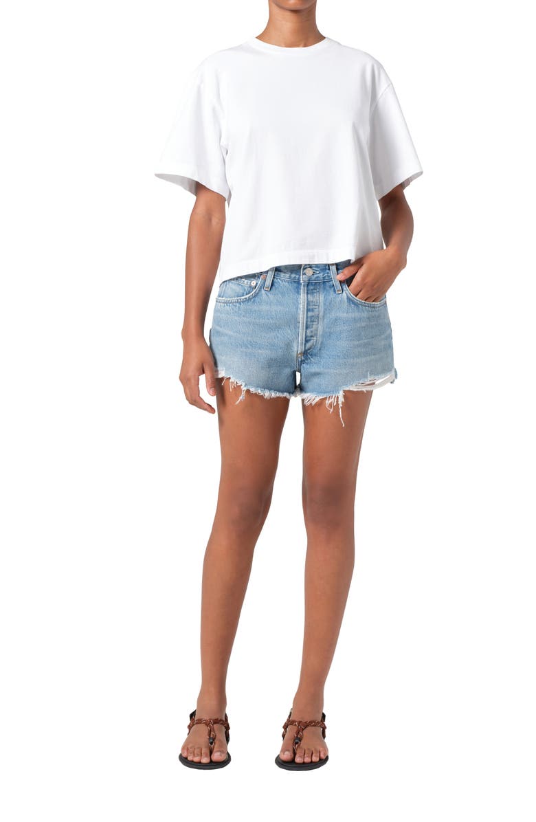 AGOLDE Parker High Waist Denim Cutoff Shorts, Alternate, color, Animate