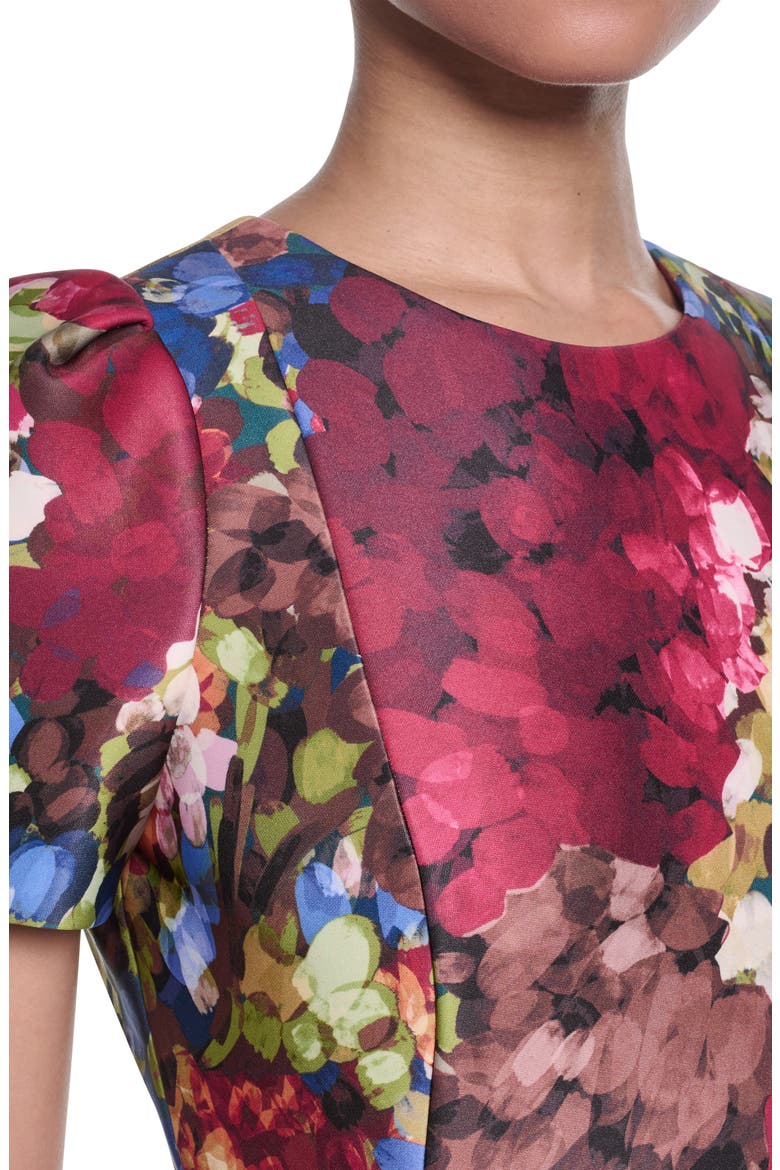 Floral Scuba Crepe Sheath Dress, Alternate, color, PORT/ VINE MULTI