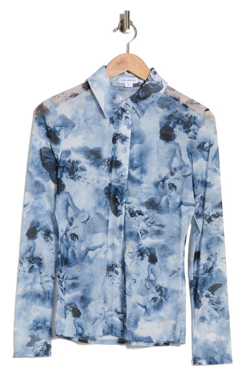 Mesh Button-Up Shirt