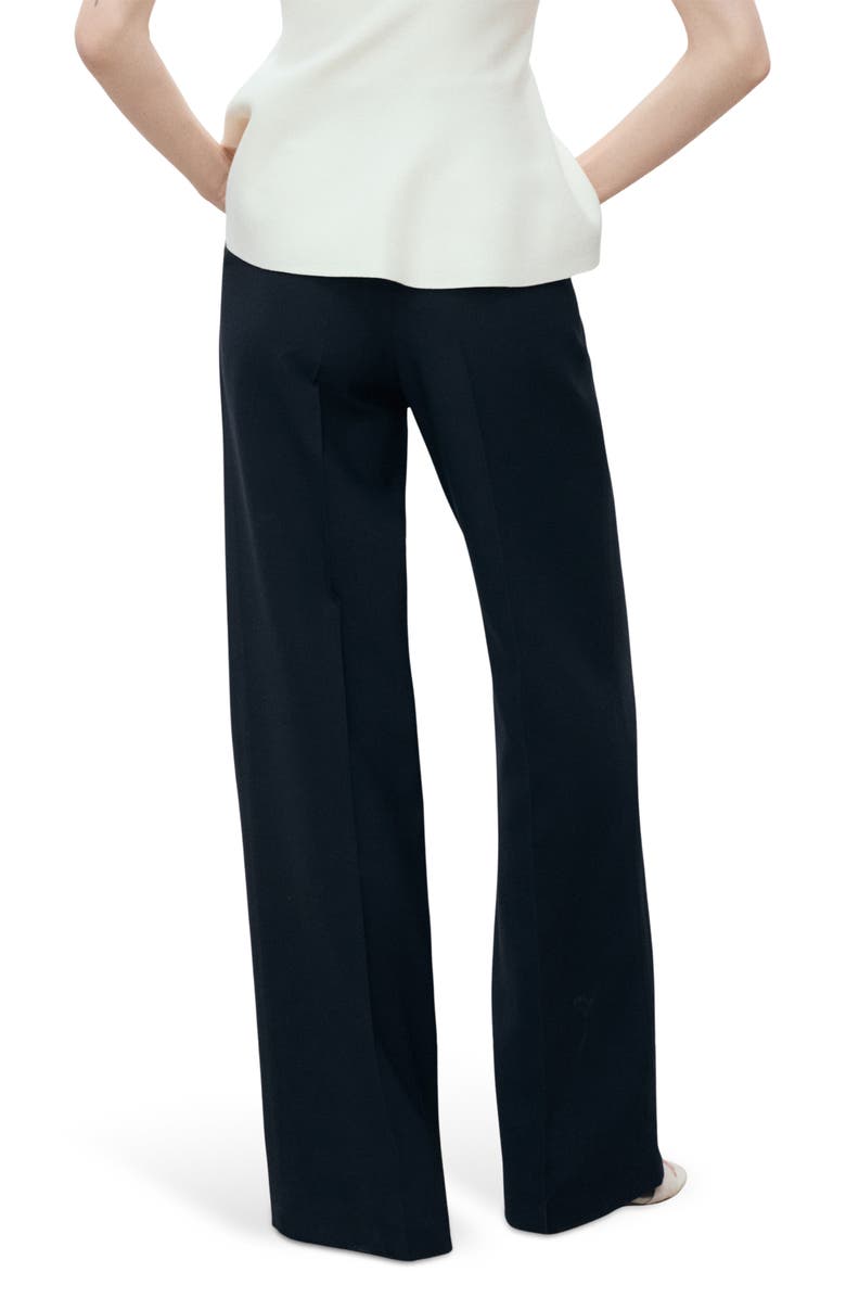 MANGO Contrast Button Straight Leg Pants, Alternate, color, Navy