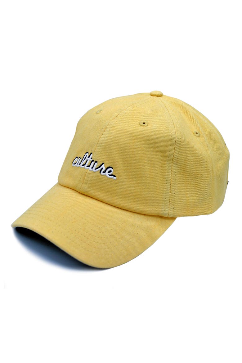 Culture Statement Baseball Cap, Main, color, YELLOW DENIM/ WHITE