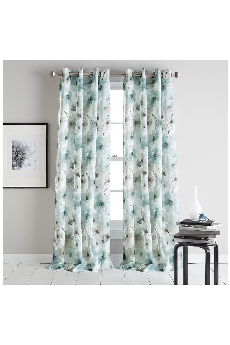 Modern Bloom Curtain Panel, Alternate, color, BLUE