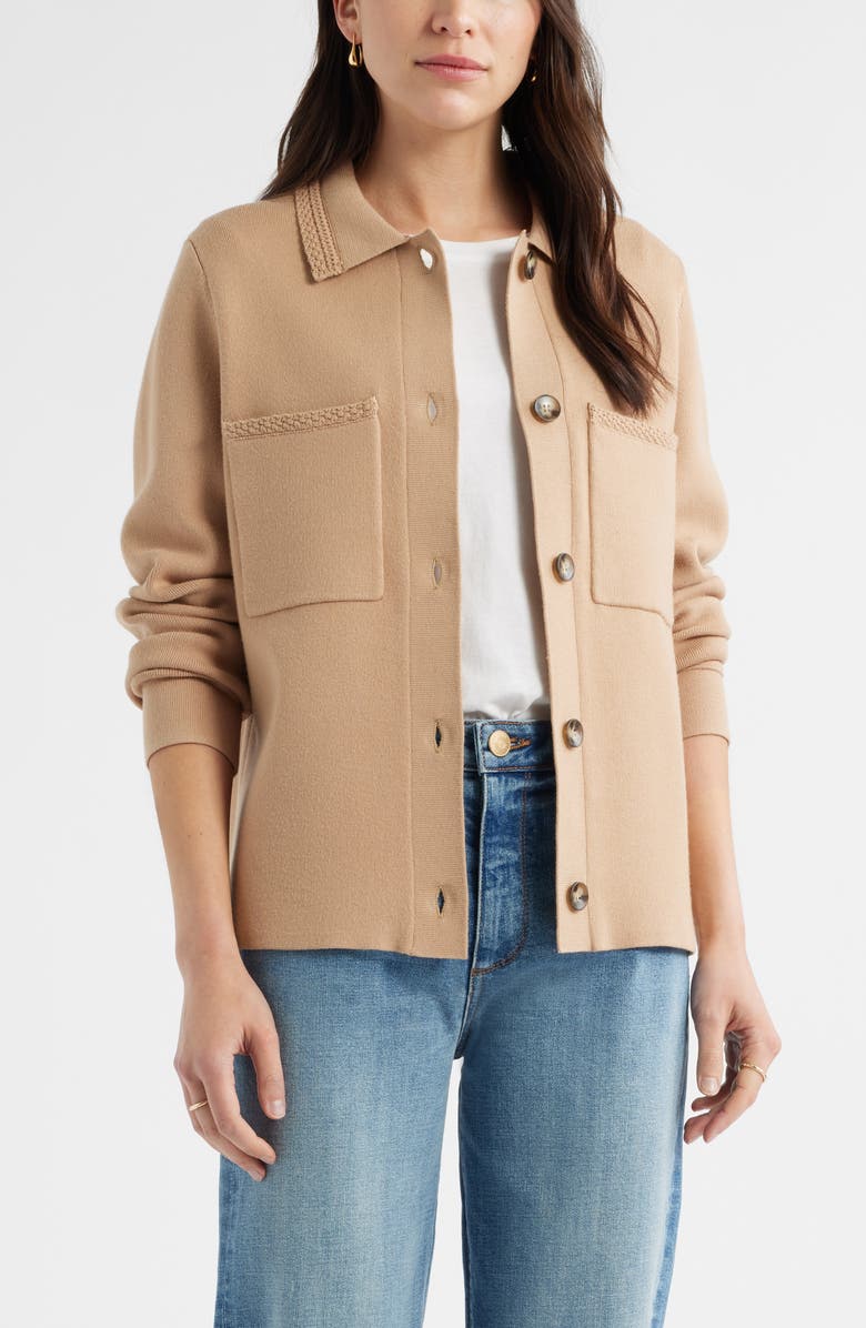 Caslon<sup>®</sup> Sweater Shirt Jacket, Alternate, color,