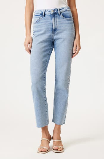 New York Embroidered Ankle Straight Leg Jeans