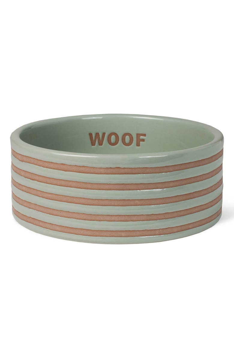 Fringe Studio Wax Resist Stripe Medium Pet Bowl, Main, color, Green