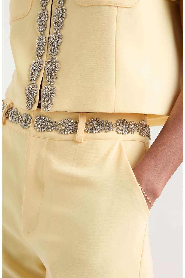 Samina Crystal Detail Short Cotton Sleeve, Alternate, color, BUTTER
