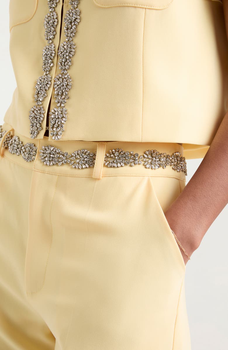 Cinq à Sept Samina Crystal Detail Short Cotton Sleeve, Alternate, color, Butter