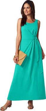 Jessica London Stretch Cotton Side Tie Maxi Dress