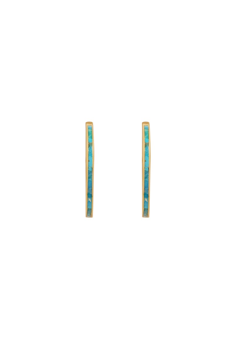 Women's Turquoise Gold Hoop Earrings - Graceful Strength, Main, color, Gold/Turquoise
