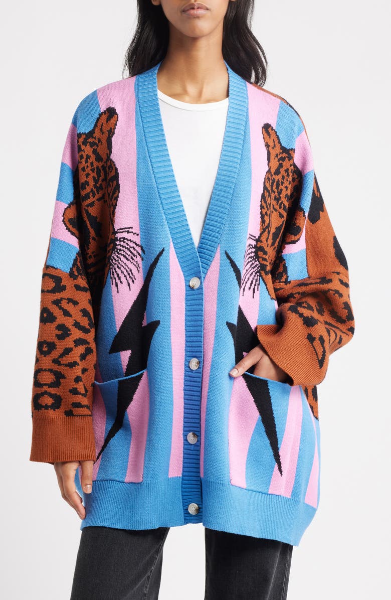 Dressed in Lala Do What You Want Oversize Cardigan, Main, color, Black