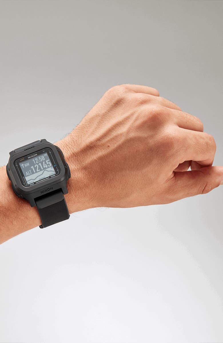 Nixon Regulus Expedition Silicone Strap Digital Chronograph Watch, 47.5mm, Alternate, color, All Black