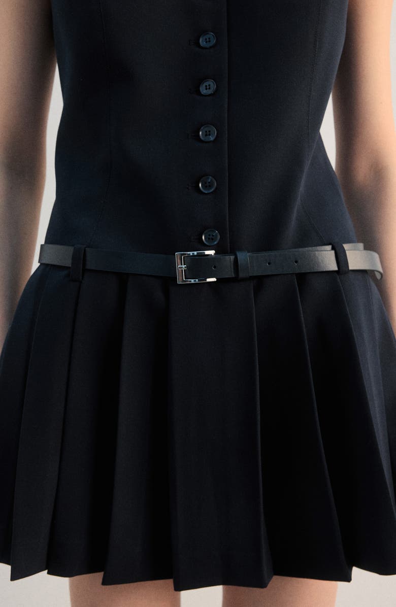 MANGO Sleeveless Pleated Minidress, Alternate, color, Navy