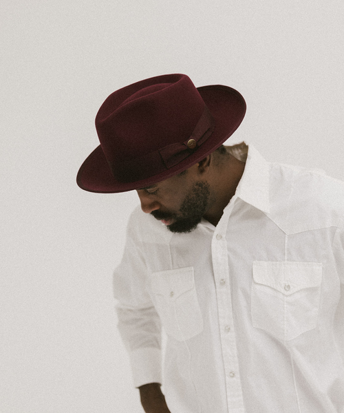 Two Roads Hat Co. Waterloo Fedora In Maroon