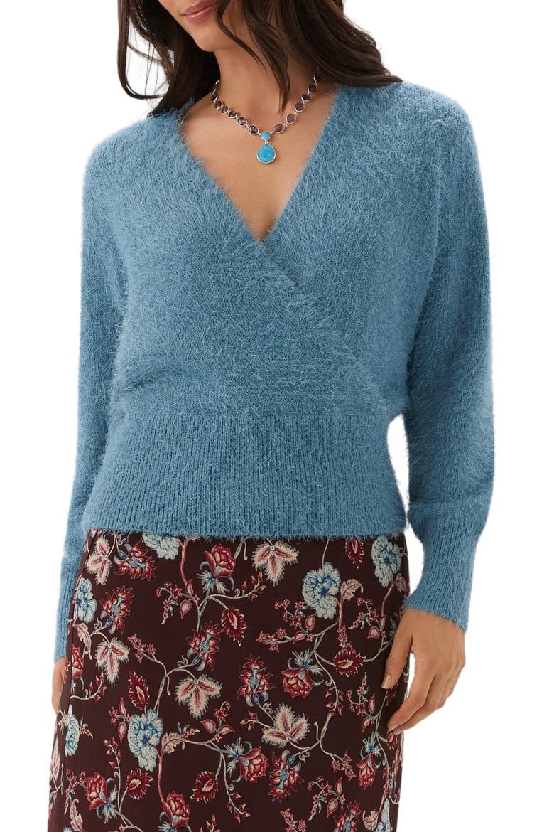 Eyelash Wrap Sweater, Main, color, CORNFLOWER BLUE