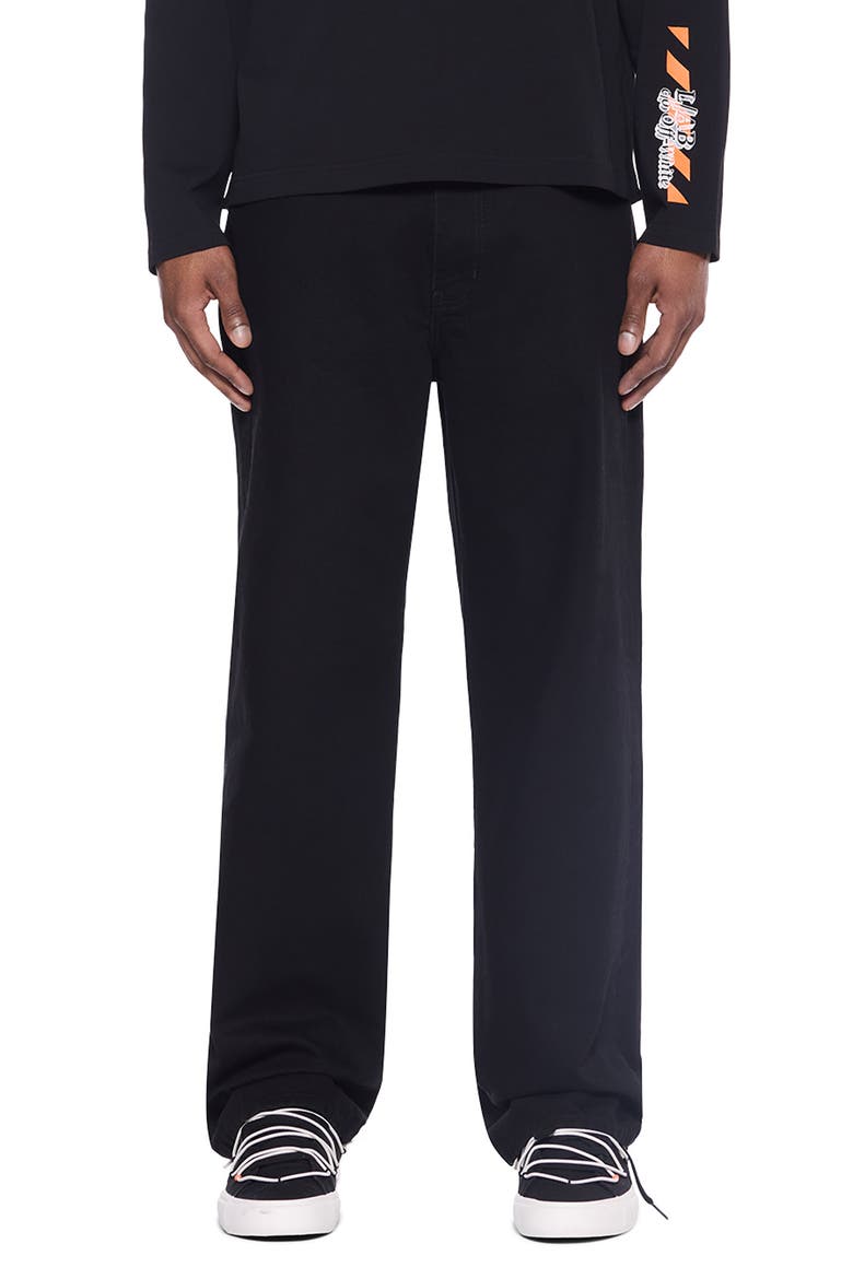 Piped Straight Leg Jeans, Main, color, BLACK