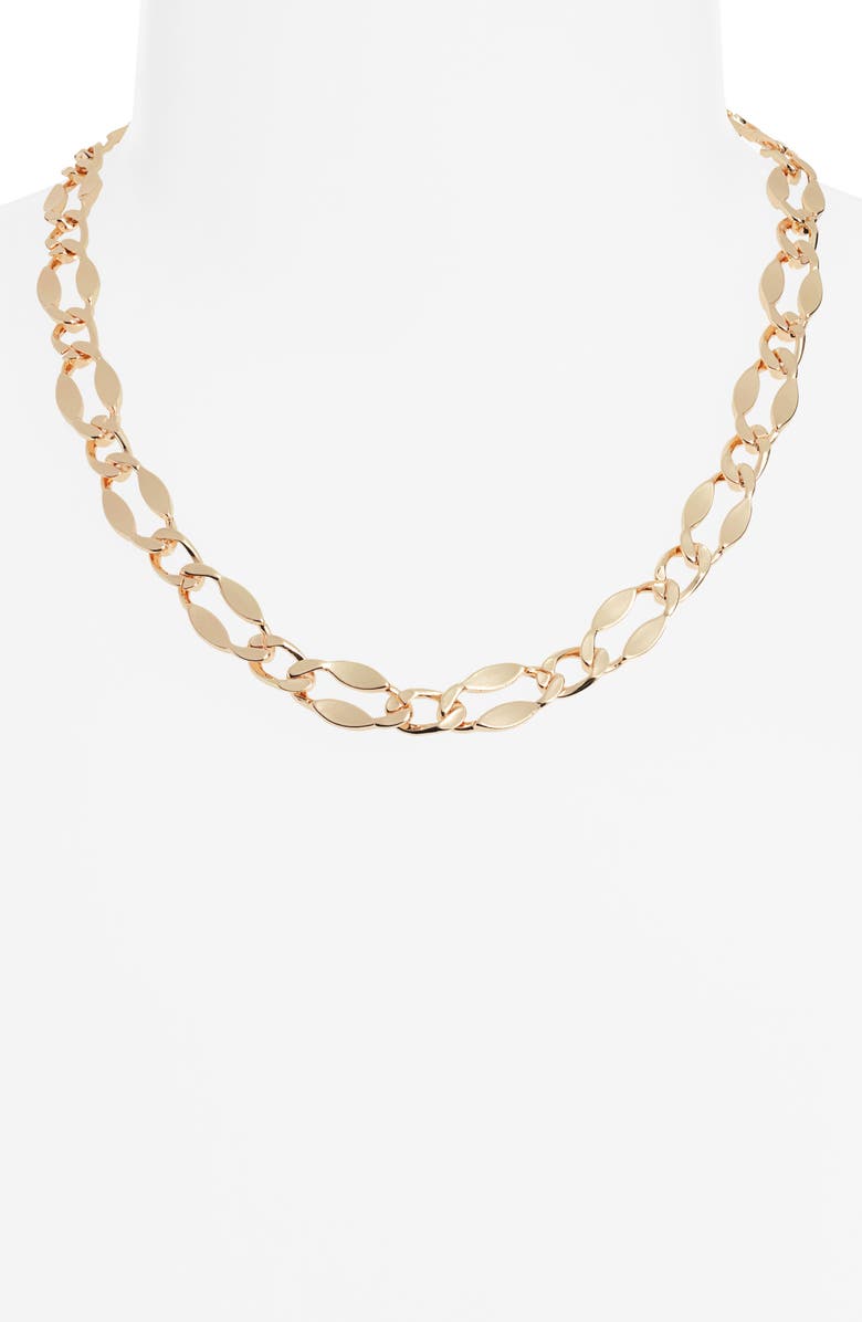 Nordstrom Figaro Chain Link Necklace, Alternate, color, Gold