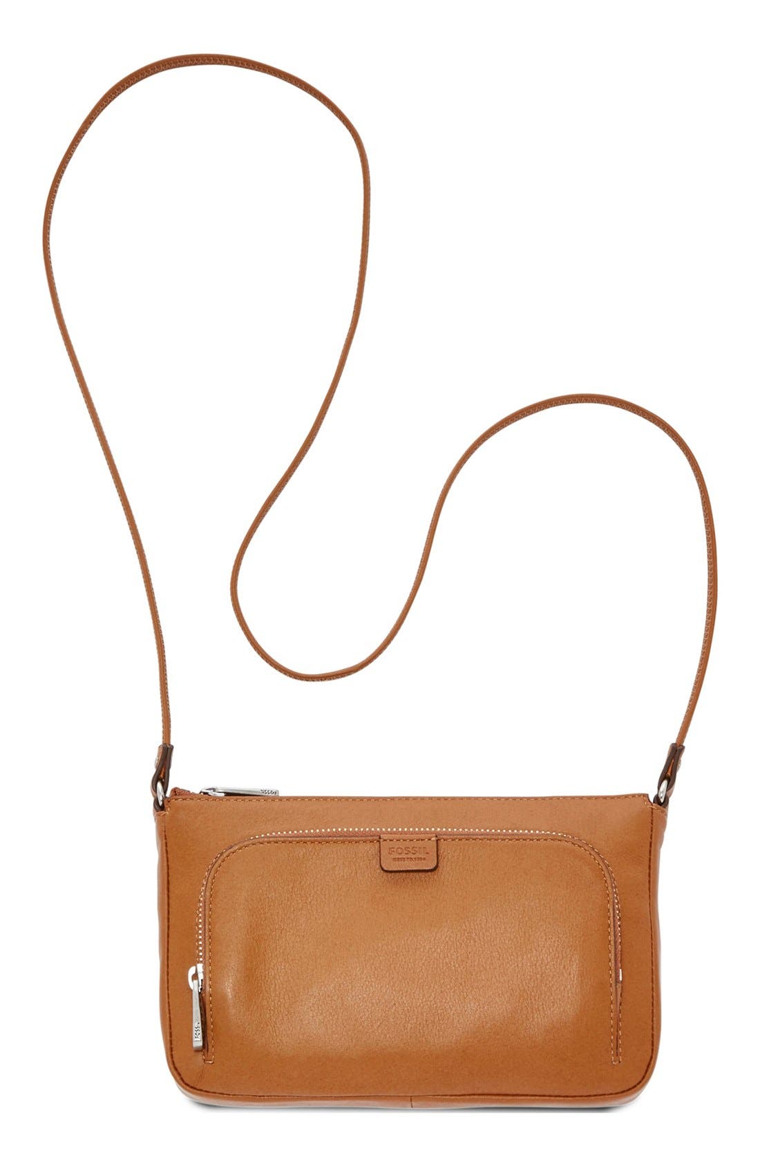 'Mini Riley' Leather Crossbody Bag, Alternate, color, CAMEL