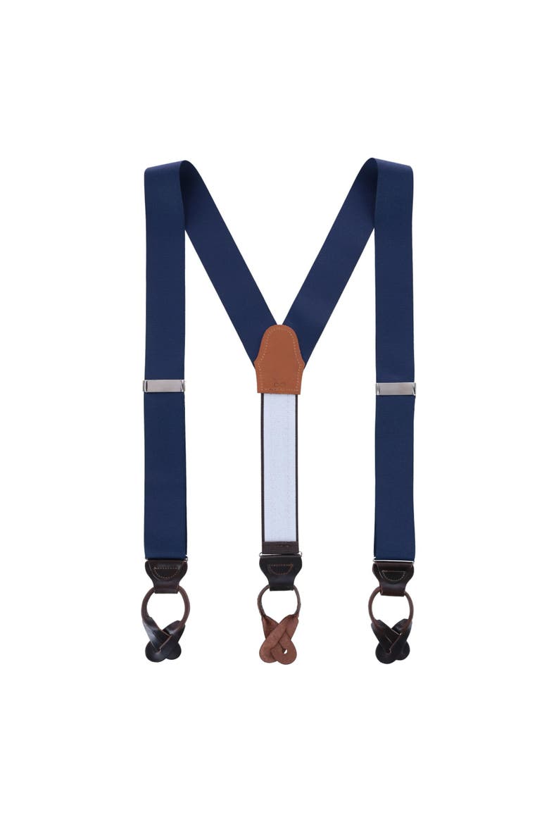 Big & Tall Phoenix 38mm Grosgrain Non Stretch Ribbon Button End Suspenders, Alternate, color, Navy