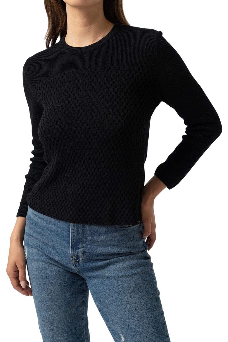 Honeycomb Rib Sweater, Alternate, color, black