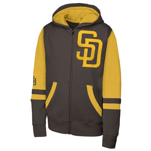 Outerstuff Brown San Diego Padres Stadium Colorblock Full-zip Hoodie In Multi