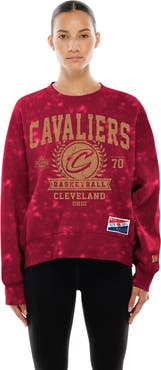 New Era Women's New Era Wine Cleveland Cavaliers Throwback Collection Mineral Wash Crewneck Sweatshirt