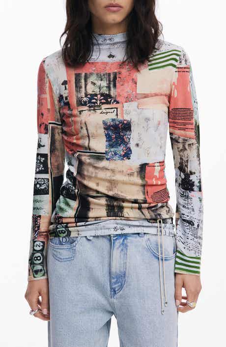 Desigual Print Mock Neck Top