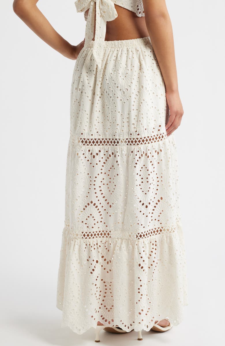 KITTENISH Eyelet Lace Maxi Skirt, Alternate, color, Egret