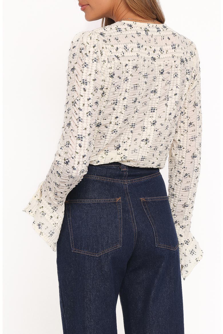 Dria Floral Ruffle Detail Top, Alternate, color, CREAM BLUE FLORAL