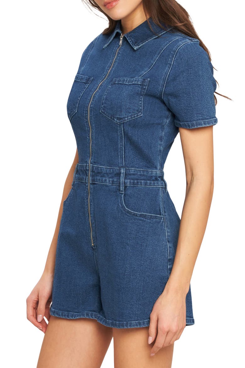 Denim Zip Romper, Alternate, color, MEDIUM INDIGO