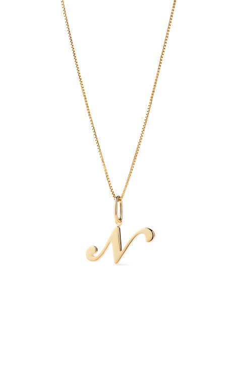 Solid Yellow Gold - Script Letter Necklace
