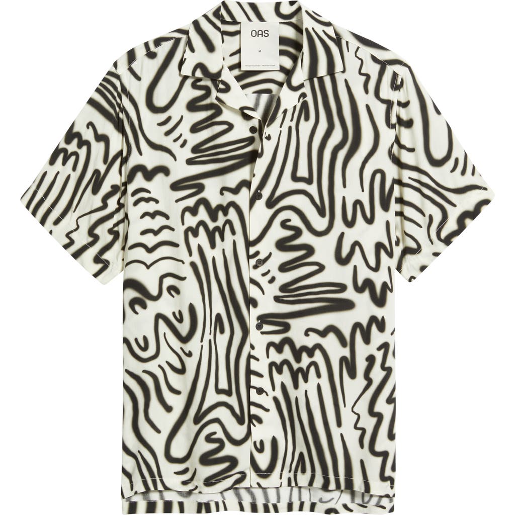 Oas Abstract Print Viscose Camp Shirt