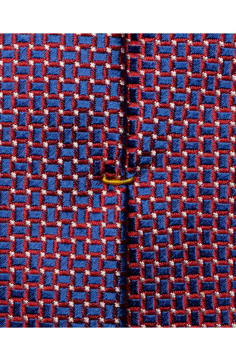 Eton Geometric Jacquard Silk Tie, Alternate, color, Medium Red