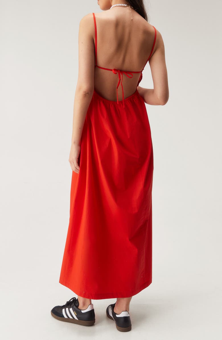 NASTY GAL Open Back Cotton Midi Dress, Alternate, color, Red