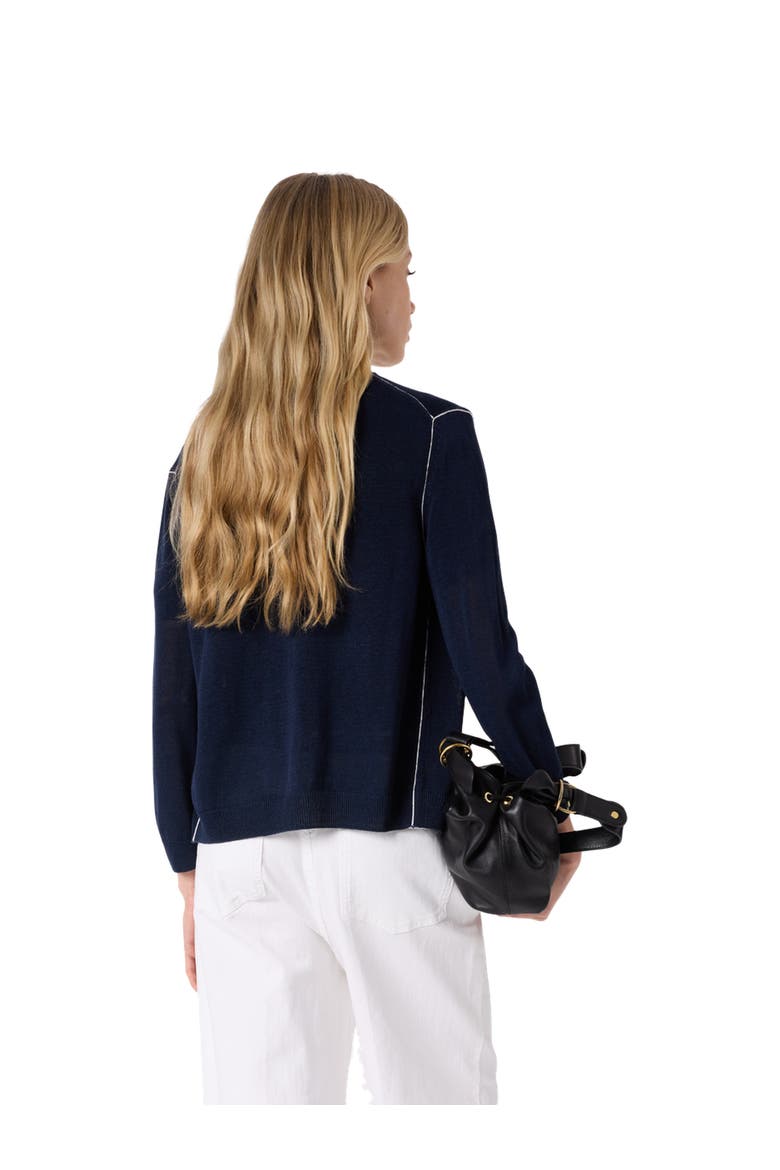 Lorys Contrast Trim Cardigan, Alternate, color, Navy Blue