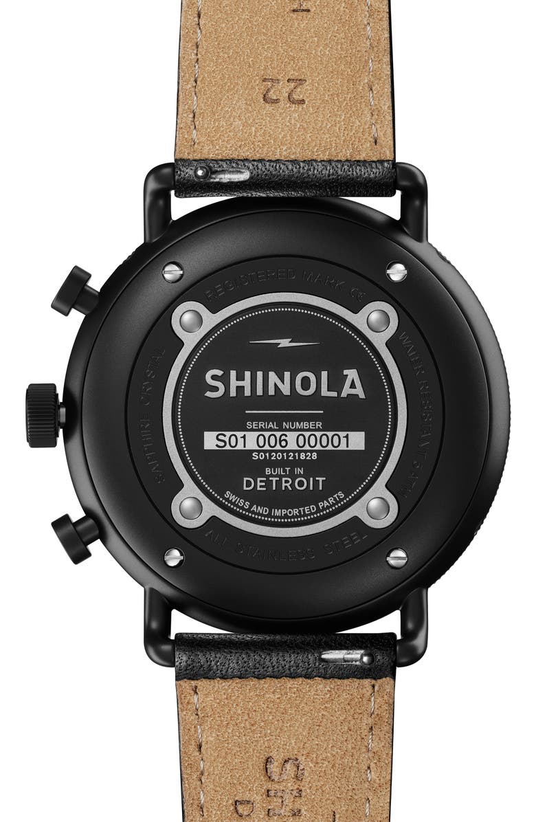 Shinola The Canfield Sport Chrongraph Leather Strap Watch, 45mm, Alternate, color, 