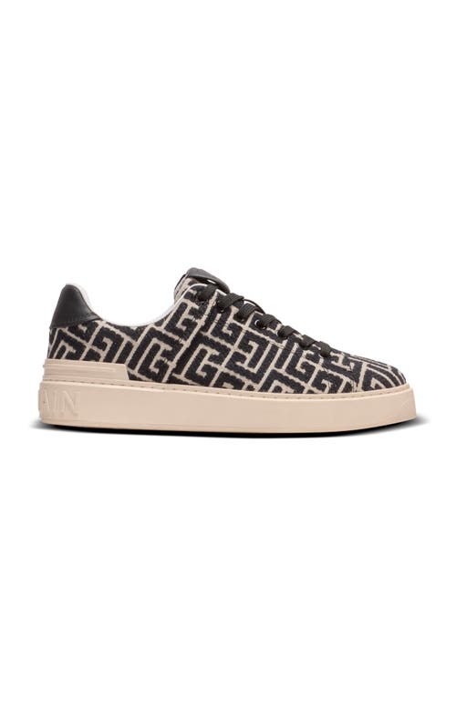 Balmain B-court Monogrammed Canvas Trainers In Black