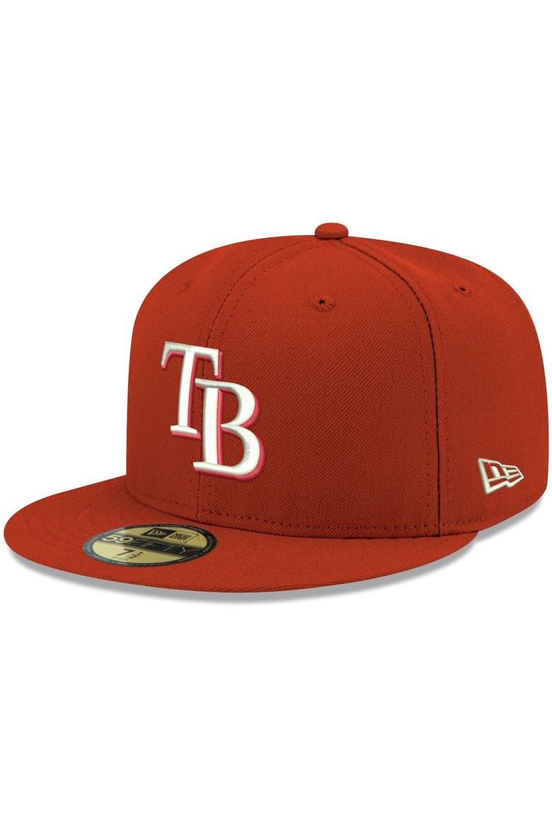 Men's New Era Red Tampa Bay Rays White Logo 59FIFTY Fitted Hat, Main, color, Red