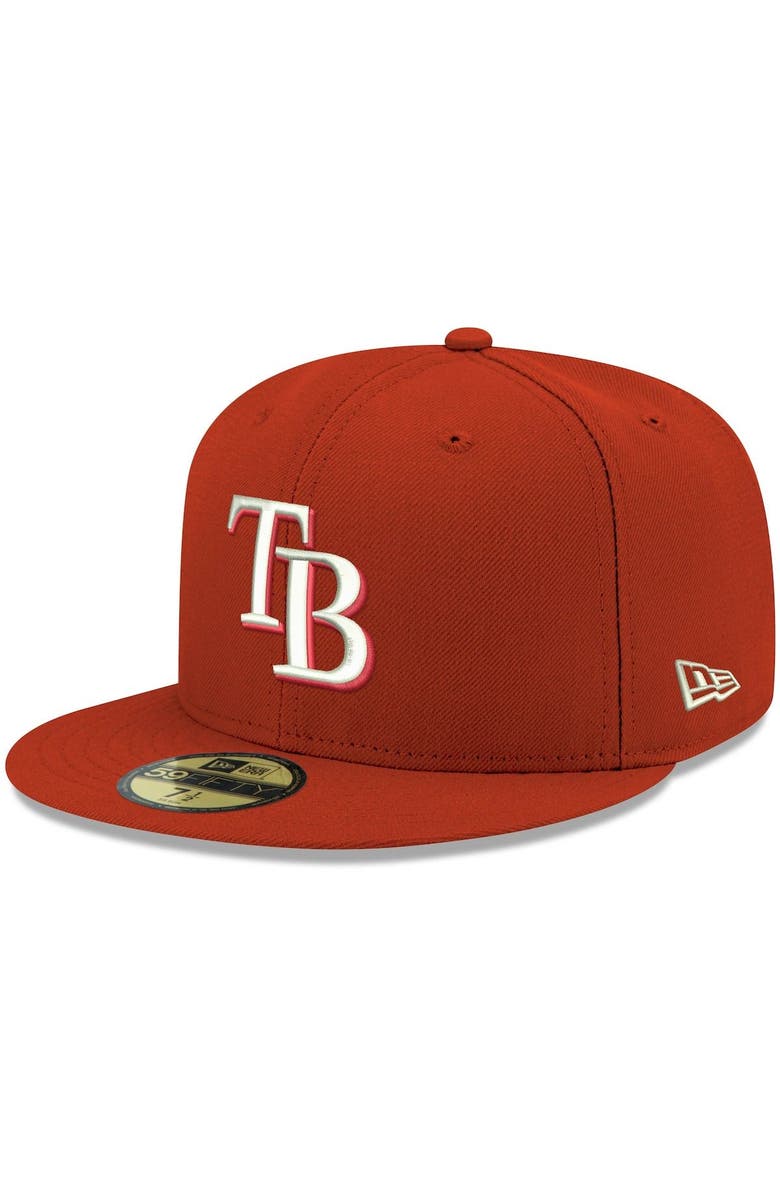 New Era Men's New Era Red Tampa Bay Rays White Logo 59FIFTY Fitted Hat, Main, color, Red